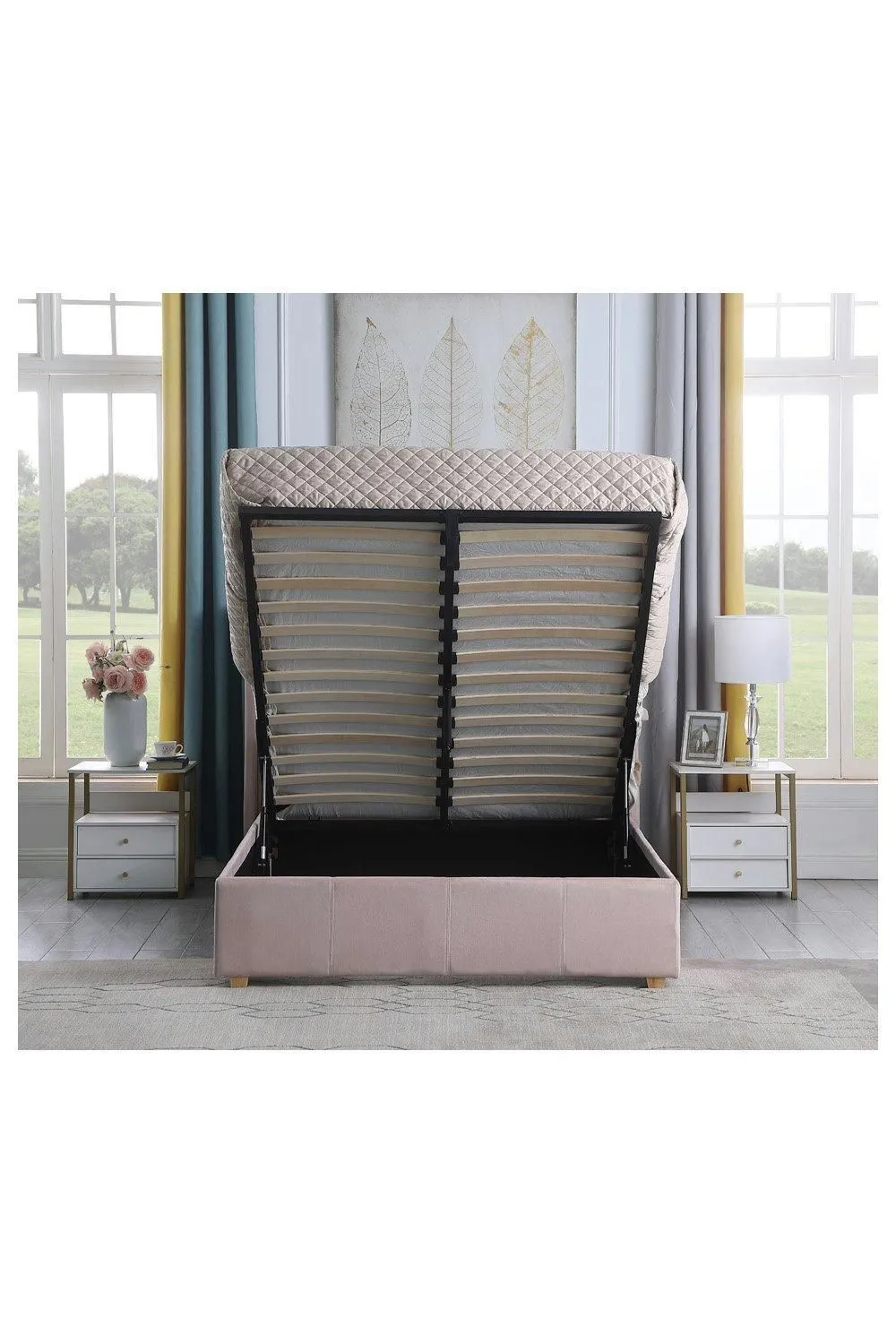 Seconique Amelia Plus 4'6" Double Storage Bed in Pink 4