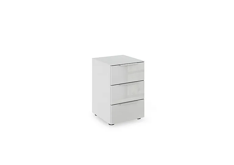 Haven 3 Drawer Bedside Cabinet with Glass Top and Front - Silk Grey/Silk Grey Front