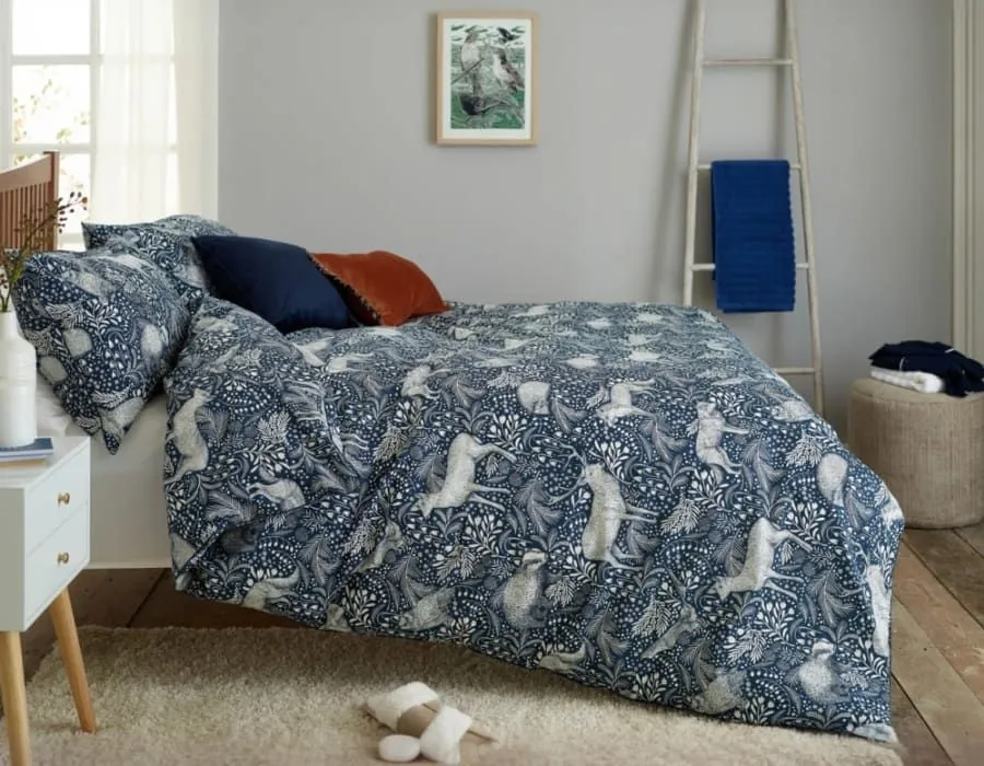 Deyongs Woodland Folk Printed Soft & Breathable Cotton Rich Duvet Cover Set in Navy 2