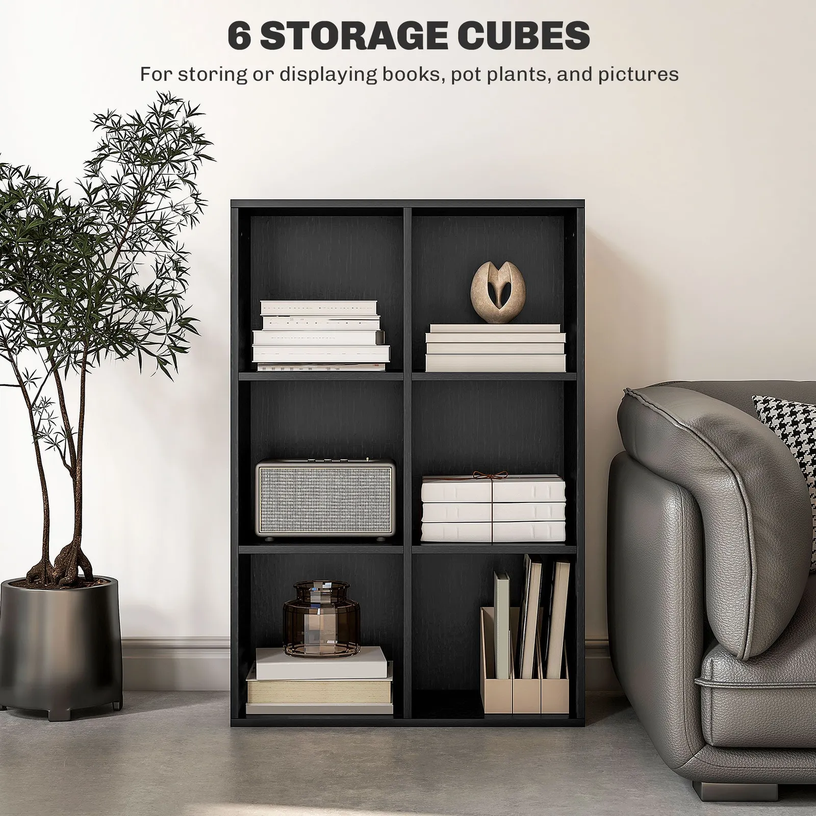 HOMCOM Cubic Cabinet Bookcase Storage Shelves for Home Office in Black 5