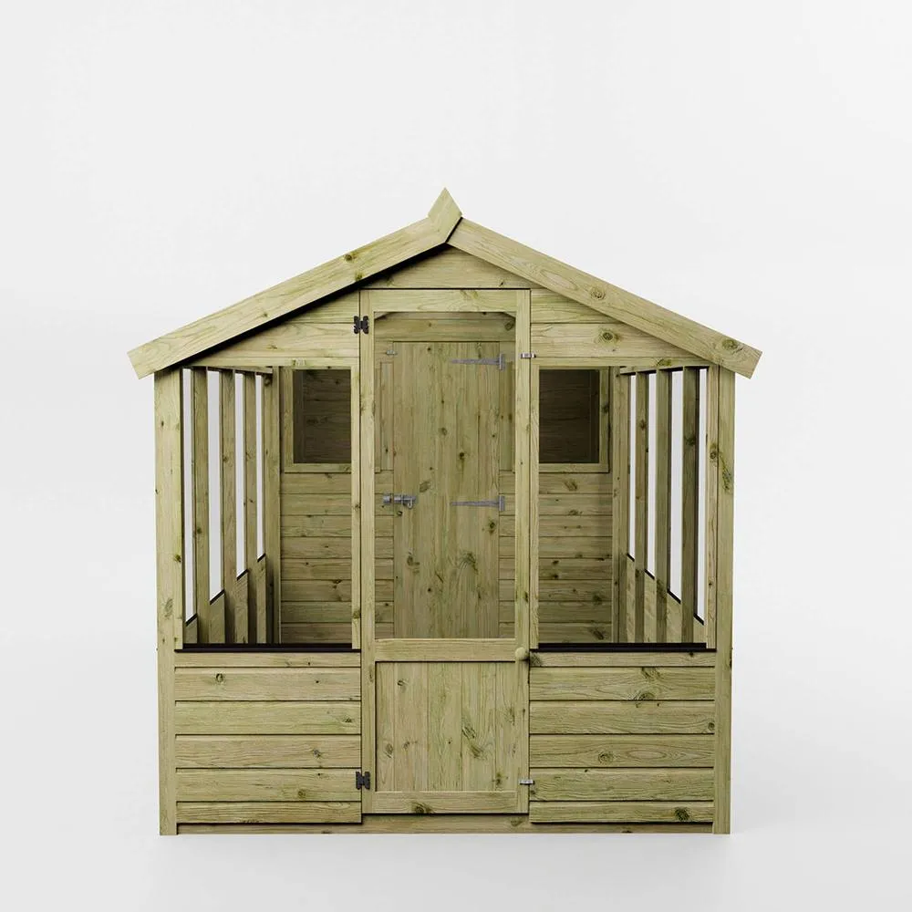 Mercia Traditional Apex Greenhouse/Shed Combo - L367.7 x W204.1 x H205.9 cm in Brown 2
