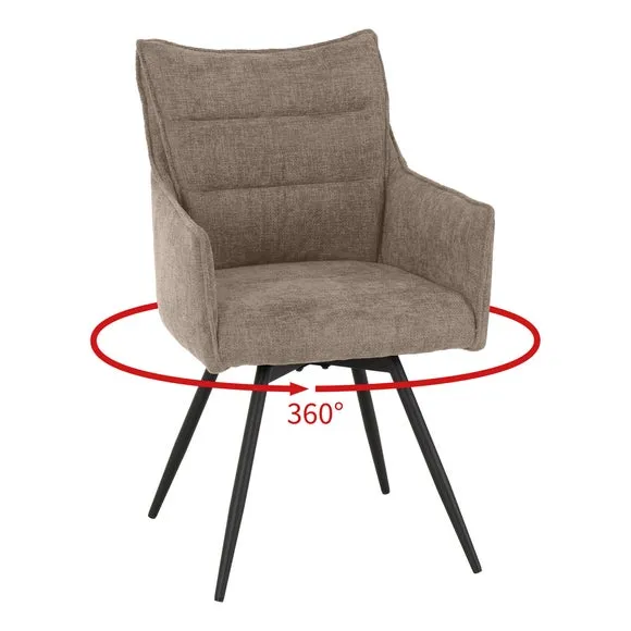 Lewis Set of 2 Carver Swivel Dining Chairs, Fabric 3