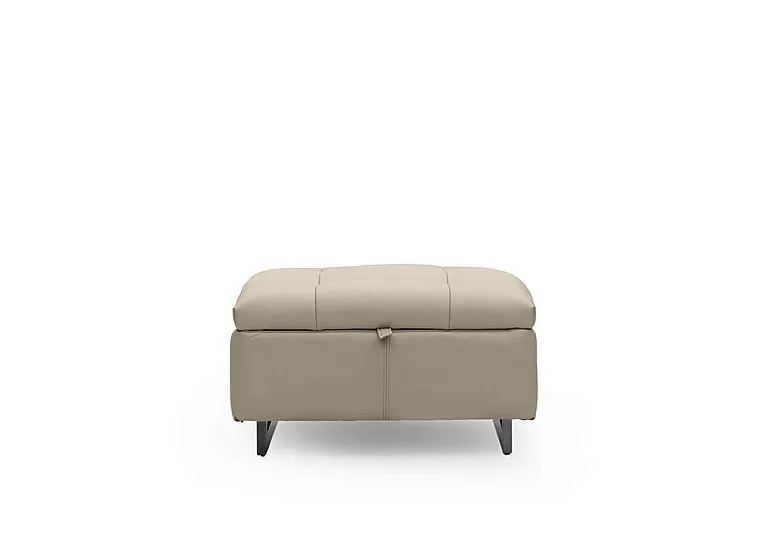Gisella Leather Storage Footstool - Oyster
