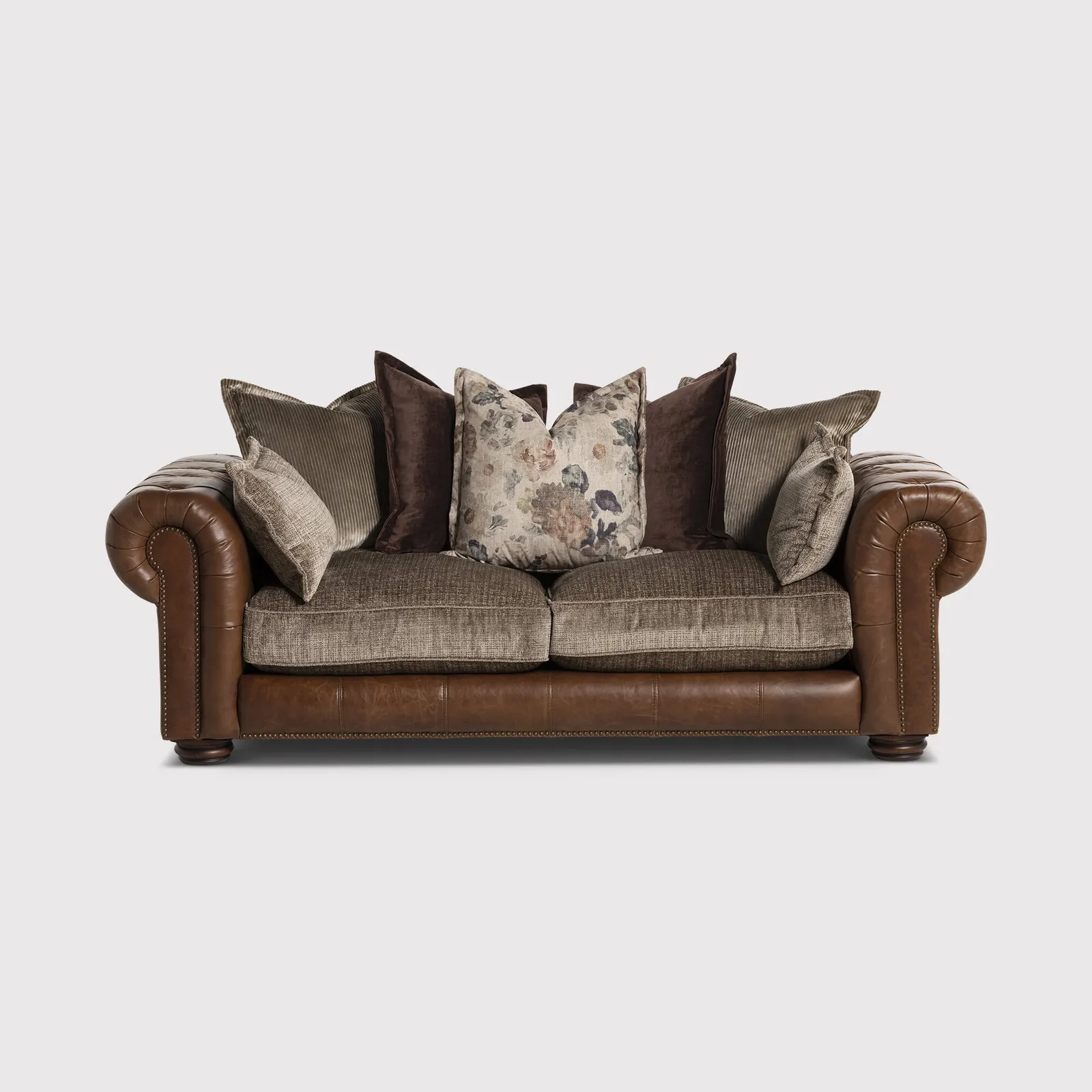 Taunton 3 Seater Sofa, Brown Fabric & Leather | Barker & Stonehouse