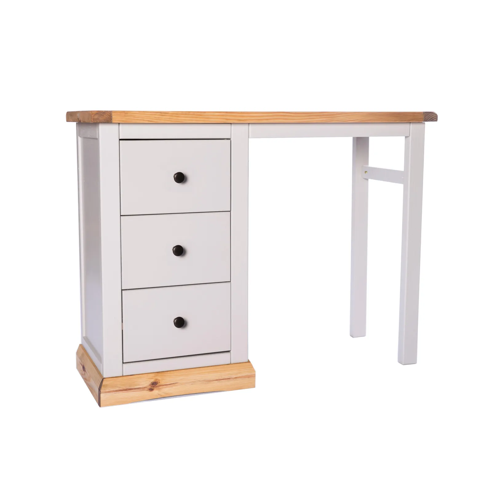 Cabinet Bits Bomporto 3 Drawer Dressing Table Set Brass Knob in Light Grey 2