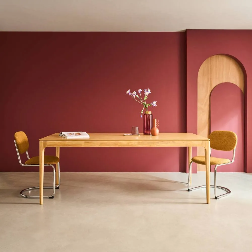 sweeek Rectangular dining table rubberwood & ash veneer 8 seats in Beige 3
