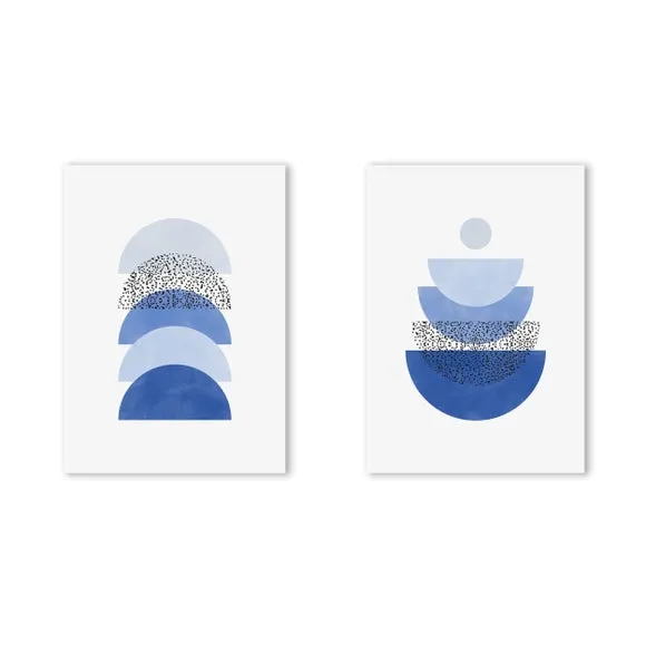 East End Prints Set of 2 Blue Geometric Prints 2