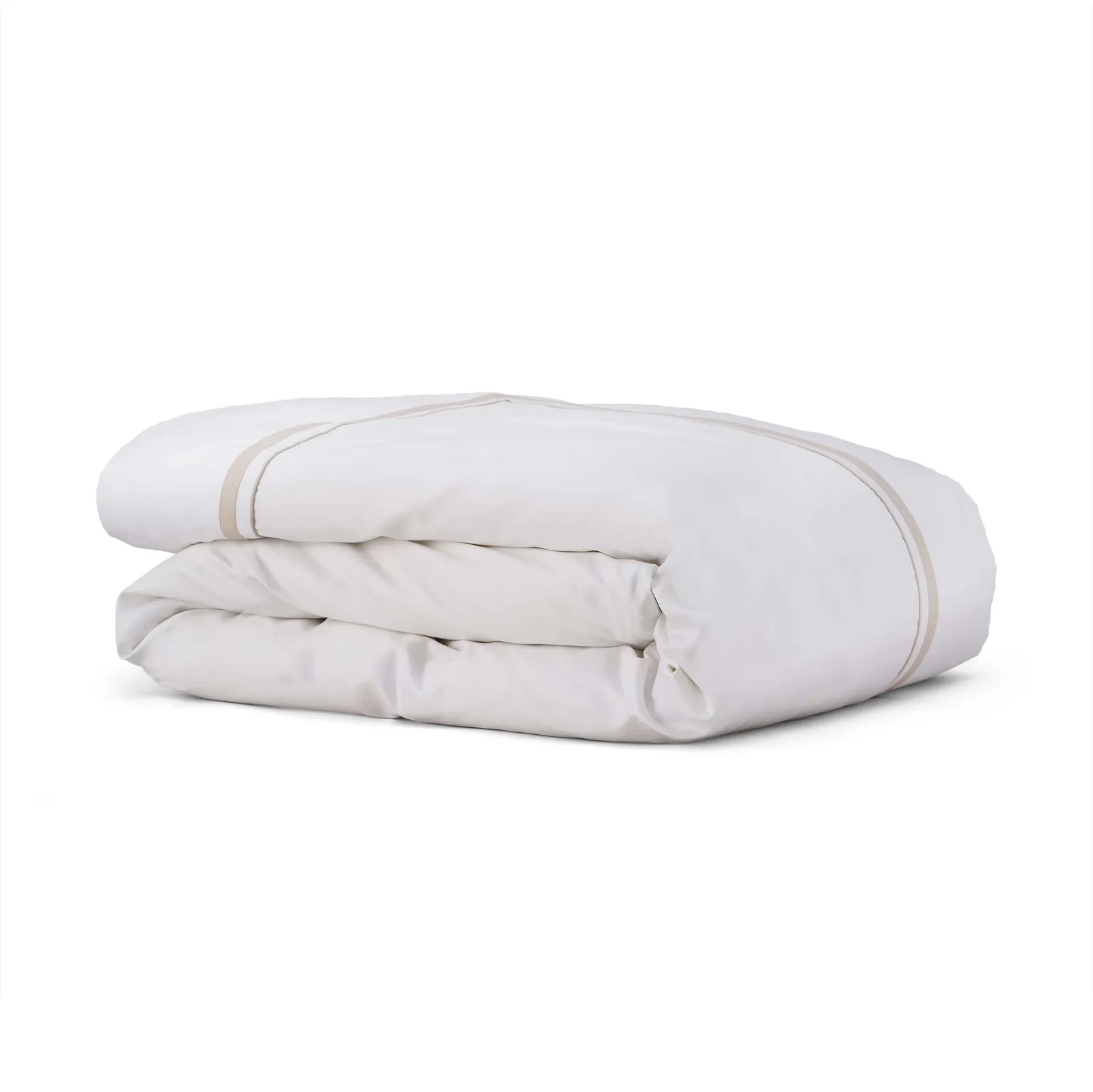 Cotton Collection Sateen Double Row Duvet Cover, King - Natural