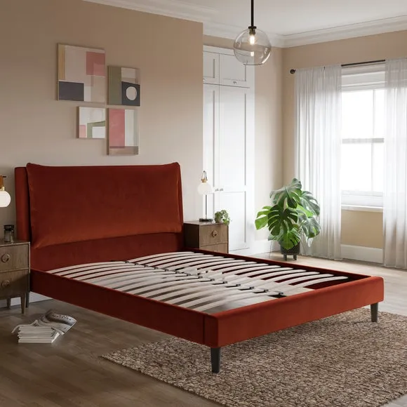 Skylar Velvet Pillow Back Bed Frame 2