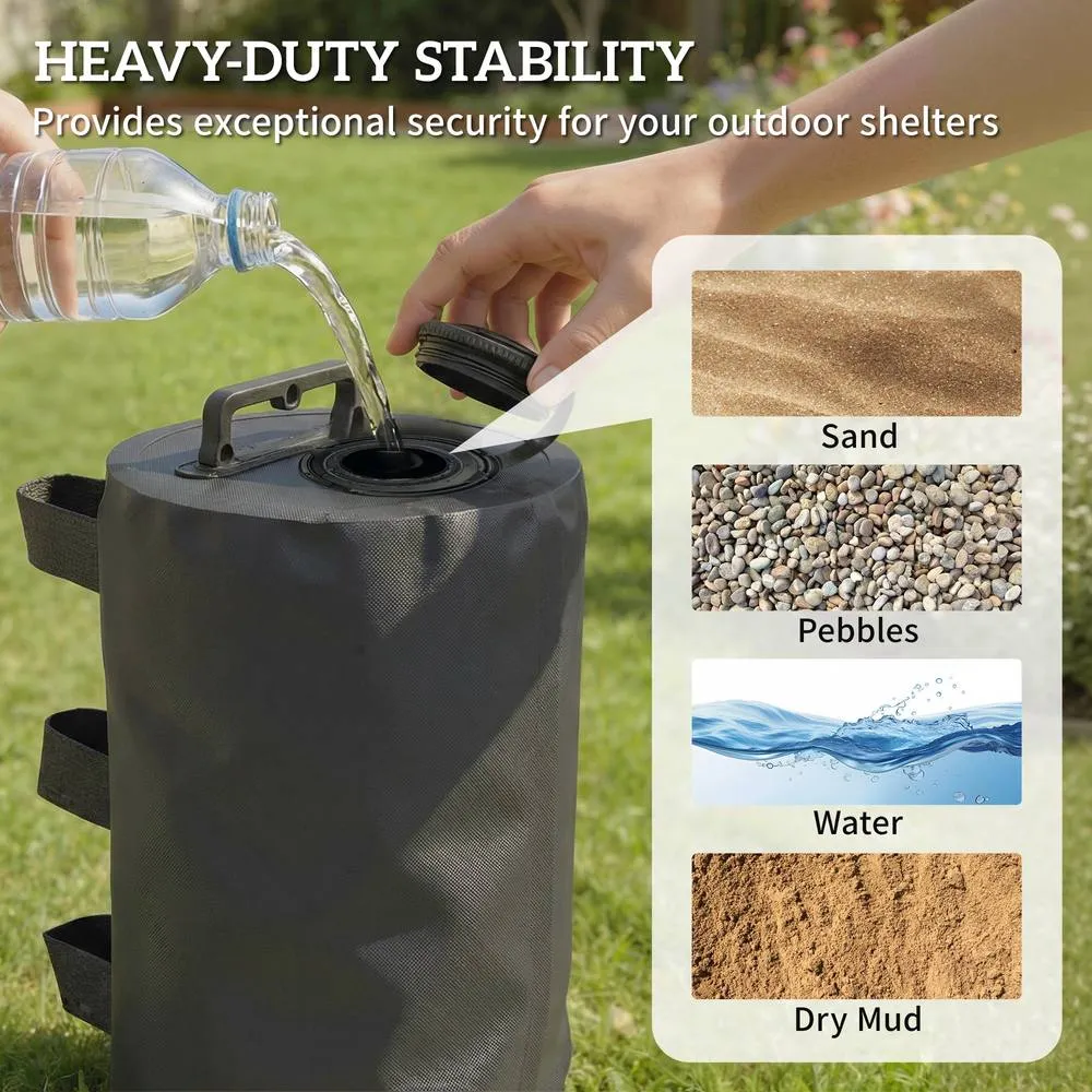 OUTSUNNY Set of 4 Gazebo Water Weights Bags, 500D Sand Weights, Black 4