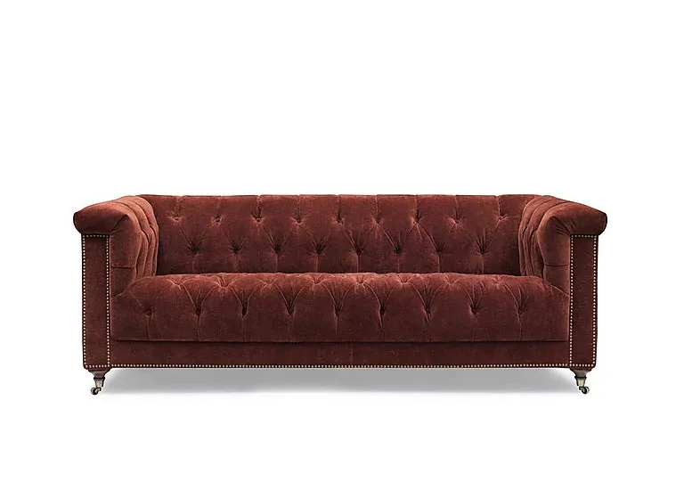 Wallace 3 Seater Fabric Chesterfield Sofa - Tawny