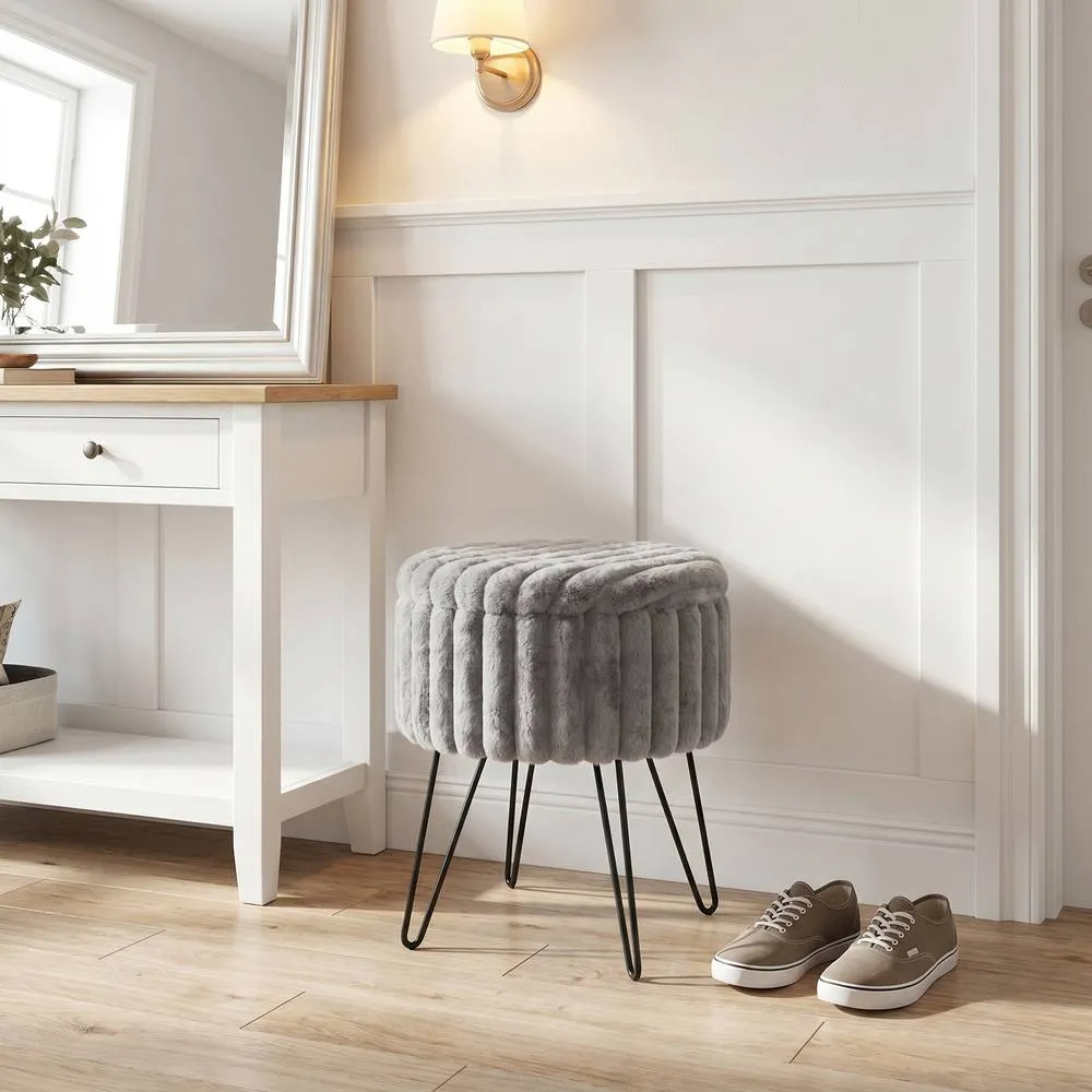 GAVENO CAVAILIA Ribbed Hairpin Storage Stool in Grey 4