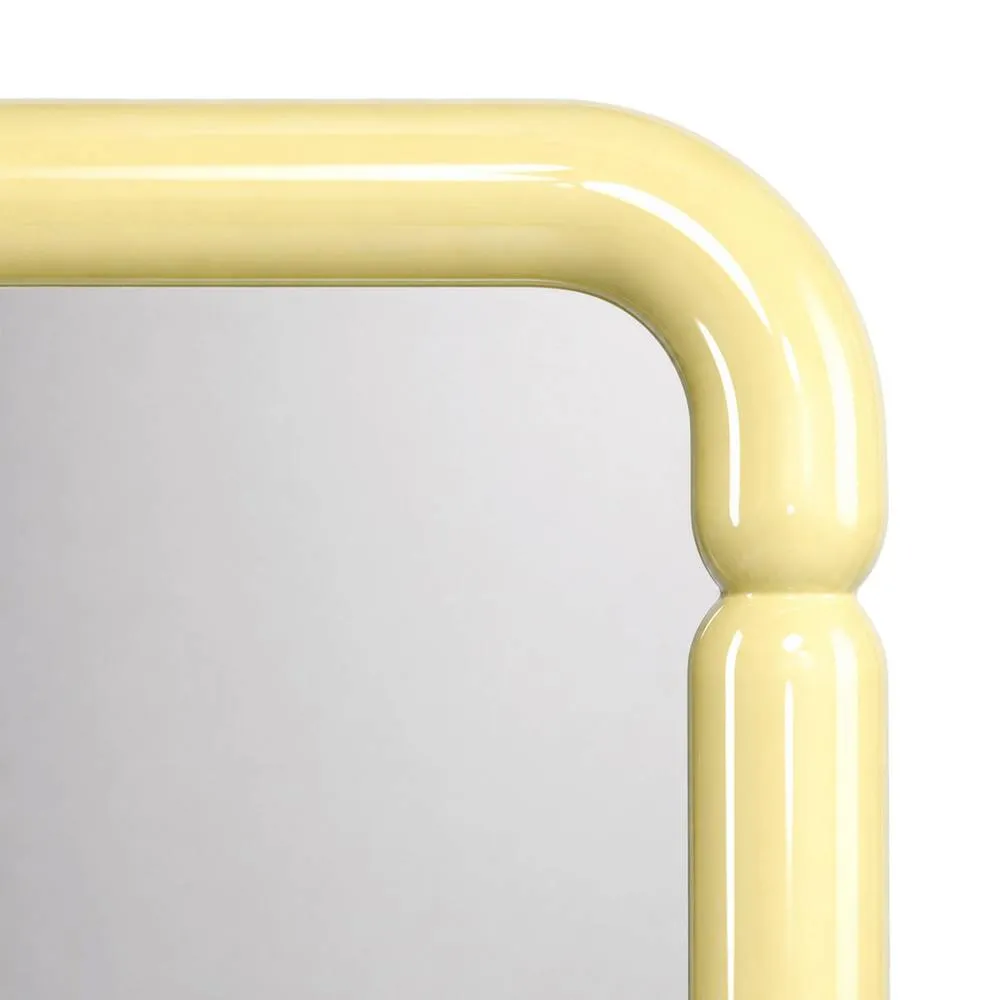 sweeek Rectangular mirror with wood decor 106cm in Yellow 4