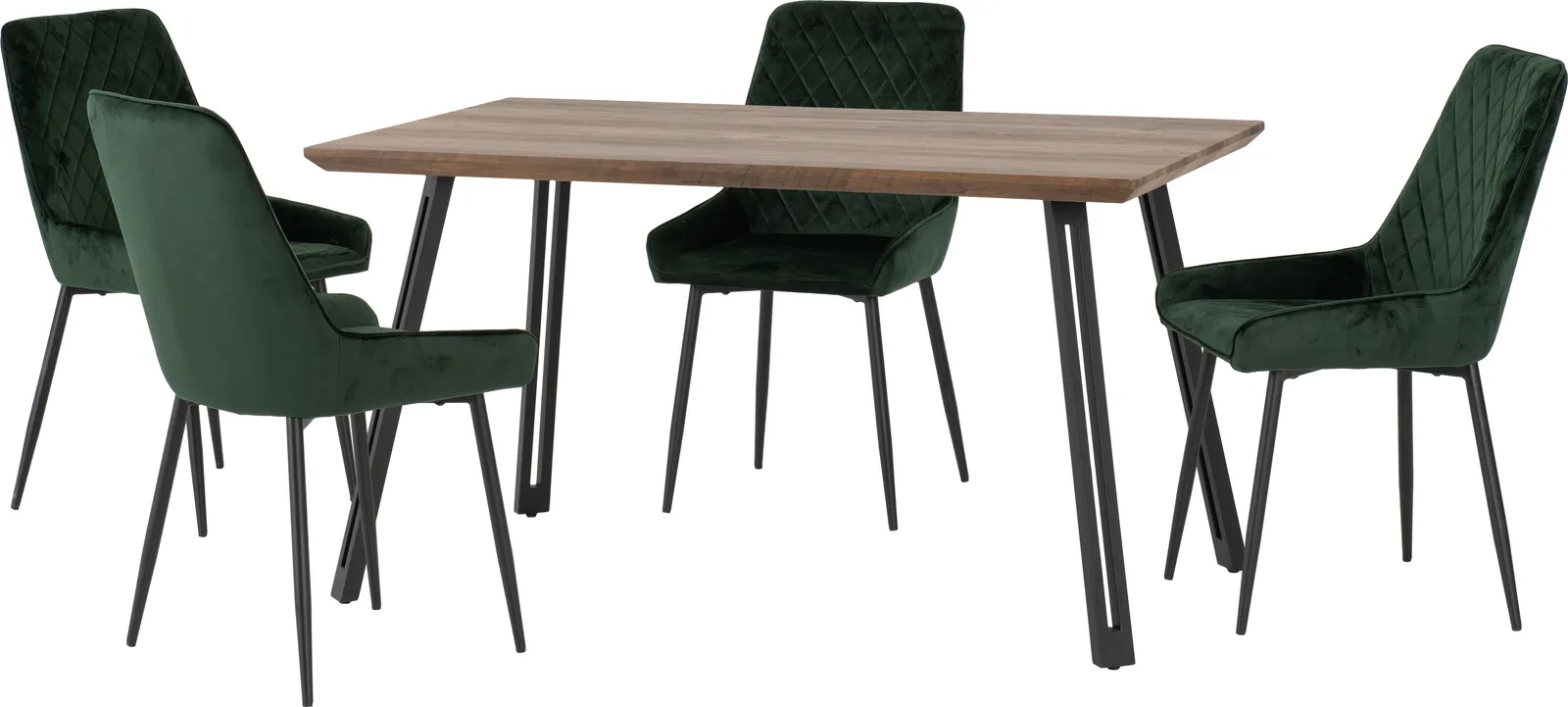 Seconique Quebec Straight Edge Dining Set with Avery Chairs in Green 2