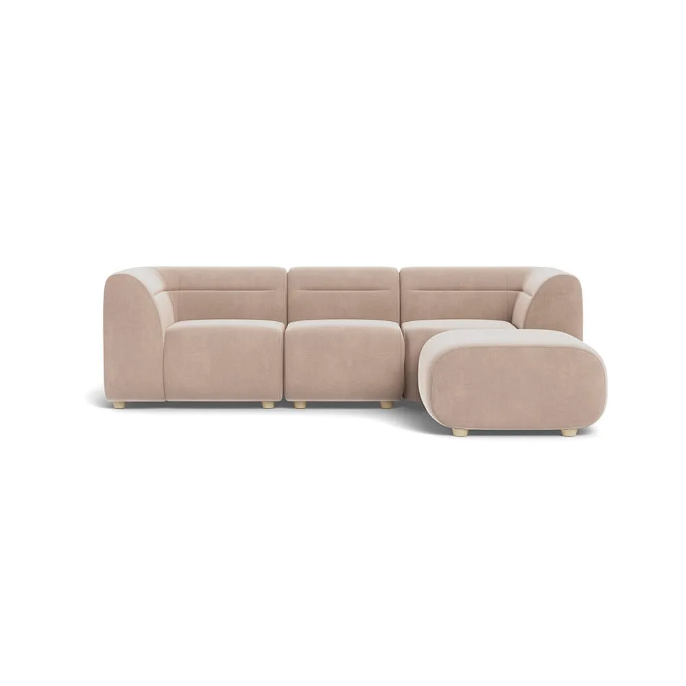 Heal's Lilli Right Hand Facing Corner Sofa Smart Velvet Pebble Natural Beech Feet 1