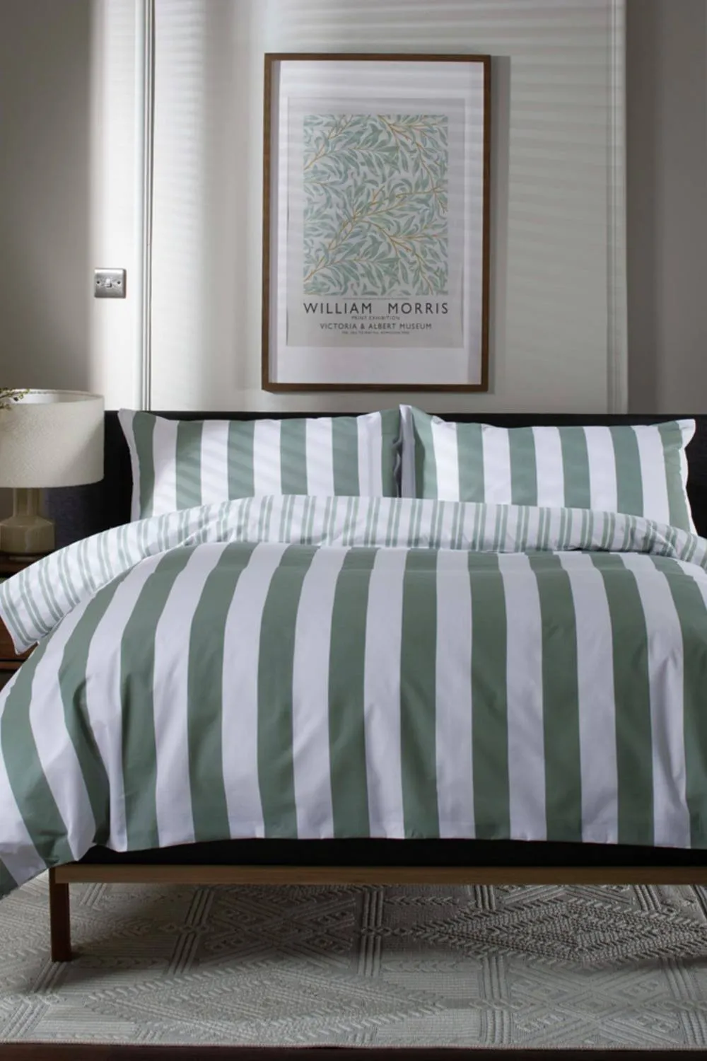 Deyongs High Point Stripe Easy Care Duvet Set in Green 1