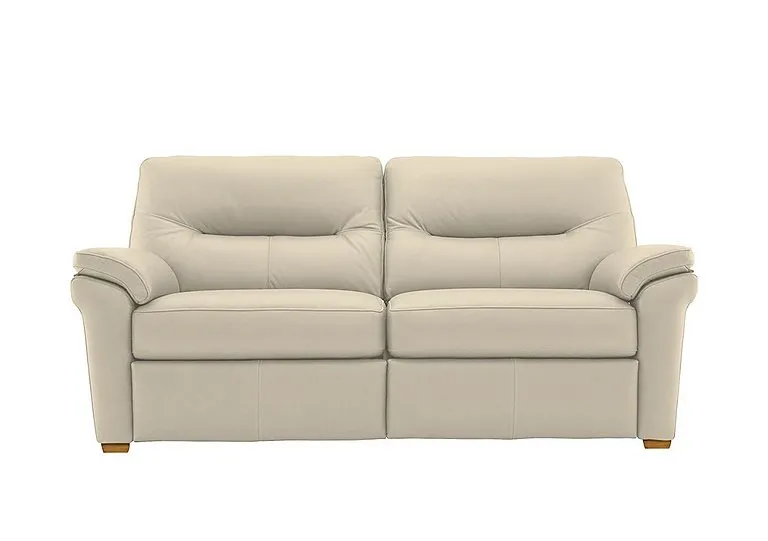 Seattle 3 Seater Leather Sofa with Wooden Feet - Cambridge Stone Ok