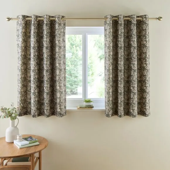 Vintage Pod Linen Print Eyelet Curtains 4