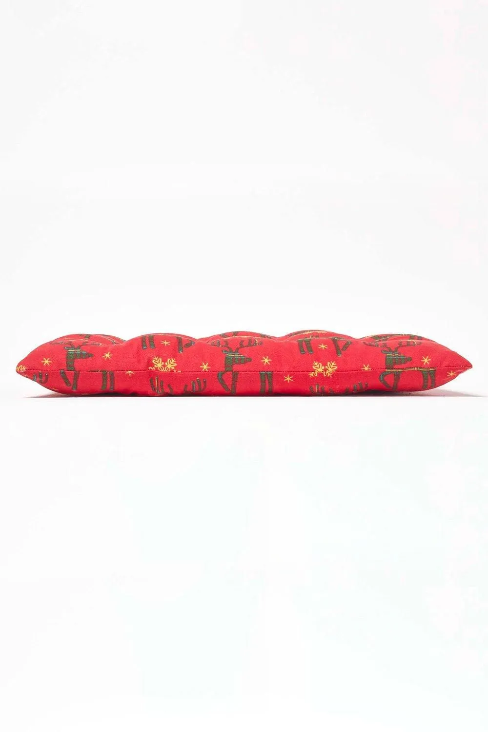 Homescapes 4 Pack Seat Pads Luxury Cotton Christmas Red Reindeer Indoor Outdoor Cushion 5