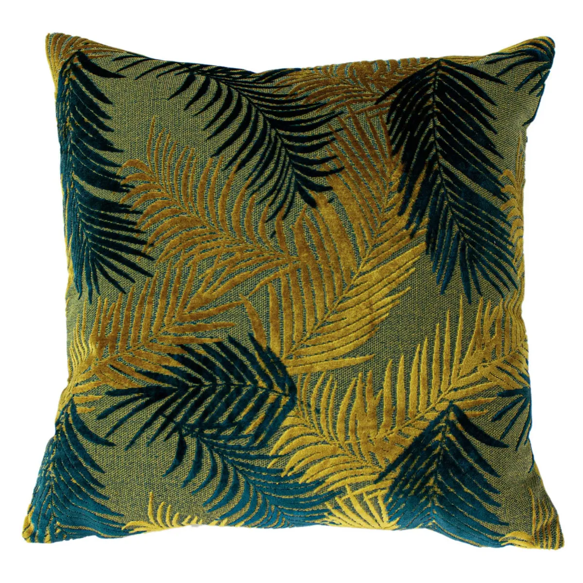 Palm Gold and Teal Cushion