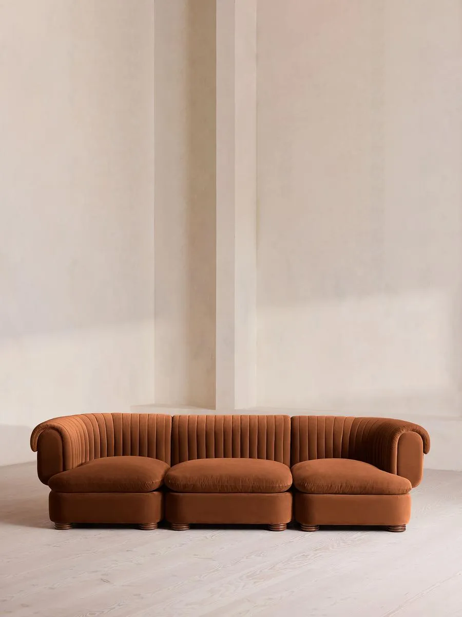 Rava Modular Sofa, Four Seater, Velvet, Cinnamon