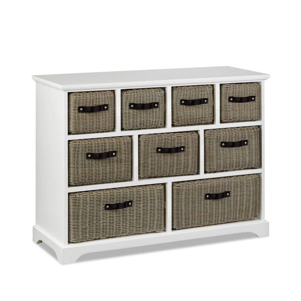 Statement Furniture Tetbury 9 Drawer Storage Unit White with Neutral Extra-Strong Baskets 2