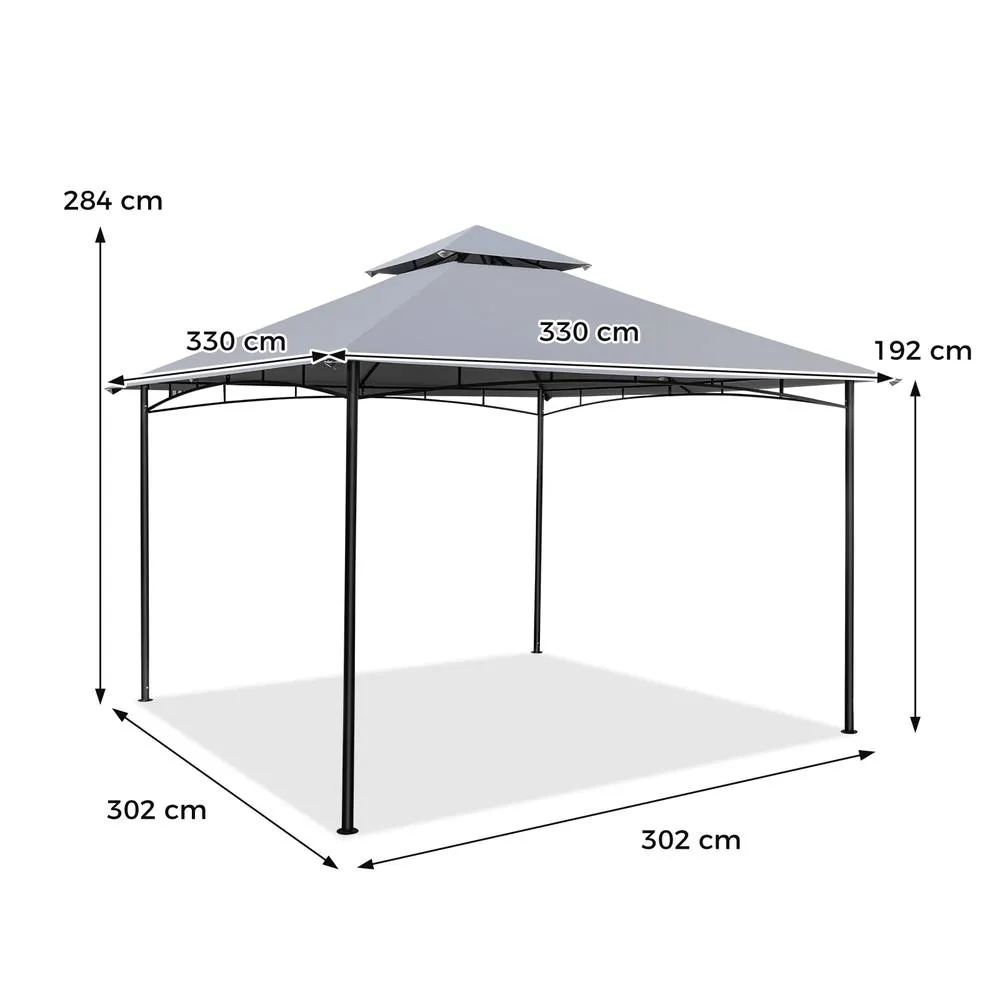 Costway 3.3 x 3.3 M Patio Gazebo w/ Metal Frame Outdoor Canopy Tent in Grey 4