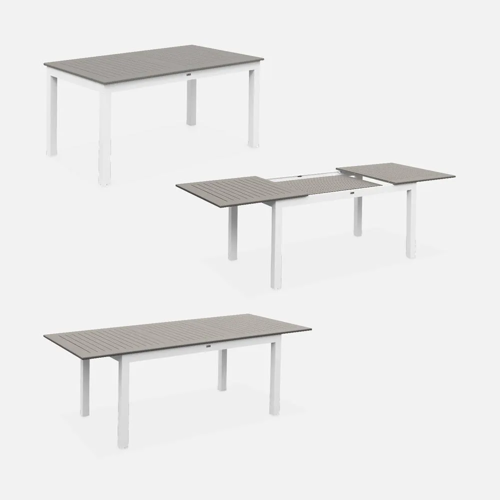 sweeek 6-seater Extendable Aluminium Garden Table With Chairs in White 4