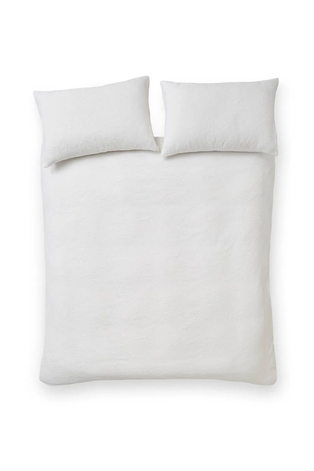 Catherine Lansfield 'Jacquard Leaves' Duvet Cover Set in White 4