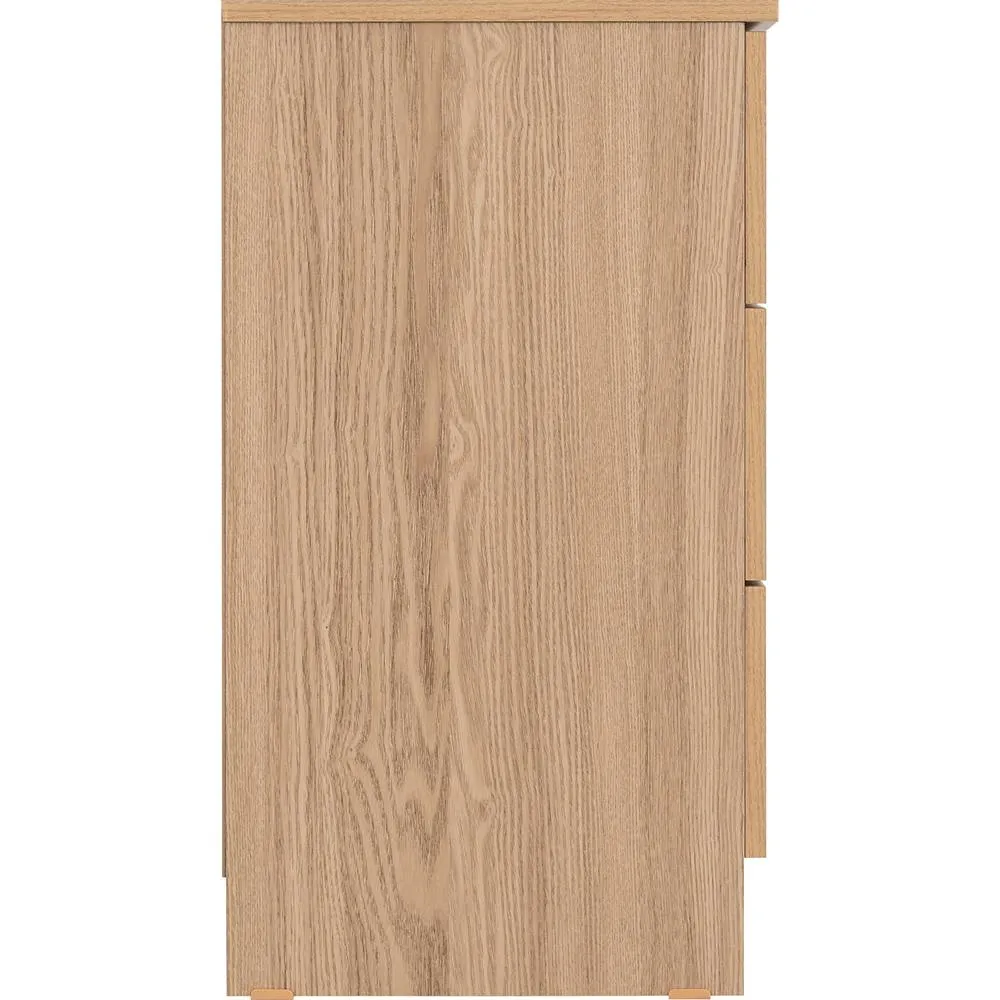Seconique Tessa 3 Drawer Chest - Natural Oak Effect in Light Oak 5