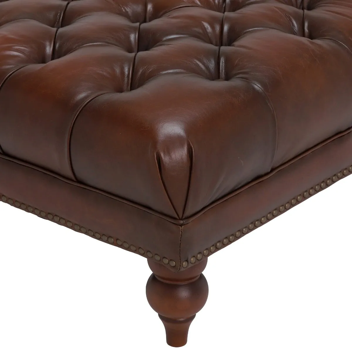 Ullswater Leather Rectangular Footstool, Brown | Barker & Stonehouse 3