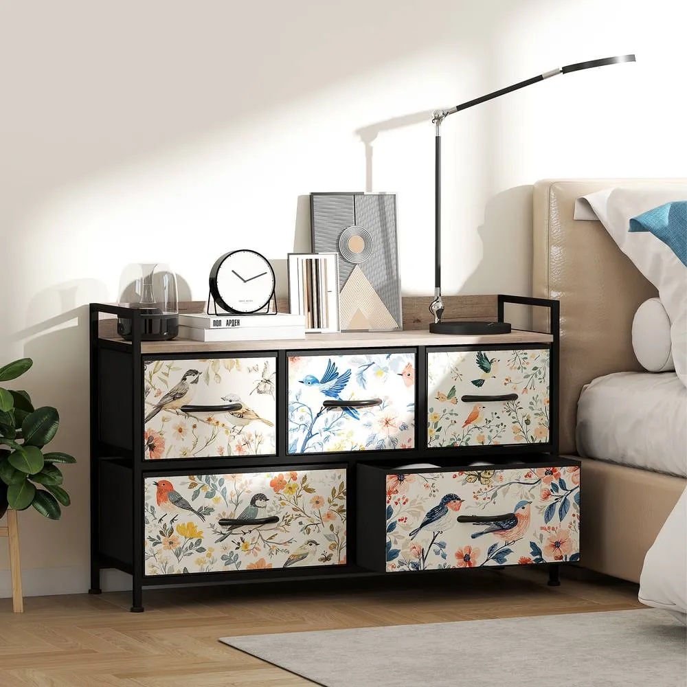 HOMCOM Chest of Drawers, Fabric Dresser with Open Shelf in White