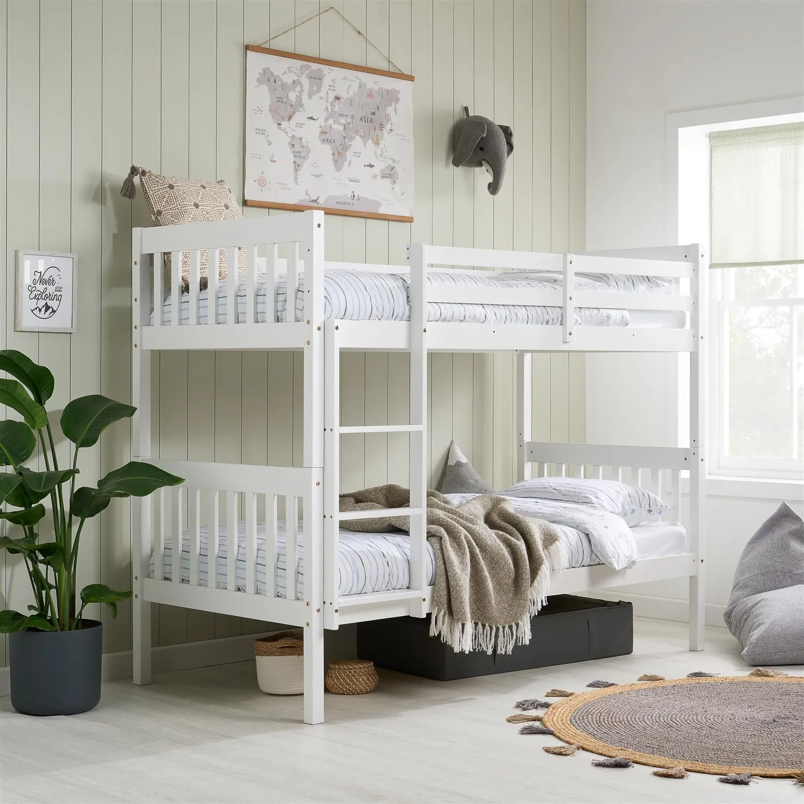 Birlea Children's White Wooden Bunk Bed Single Benji