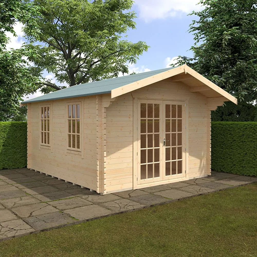 Buttercup Farm 14x12w The Lotherton Plus 44mm Cabin - L415 x W355 x H271.9 cm in Natural 2