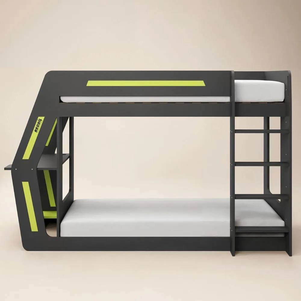 Flair Alister Gaming Bunk Bed with Desk Charcoal & Green 4