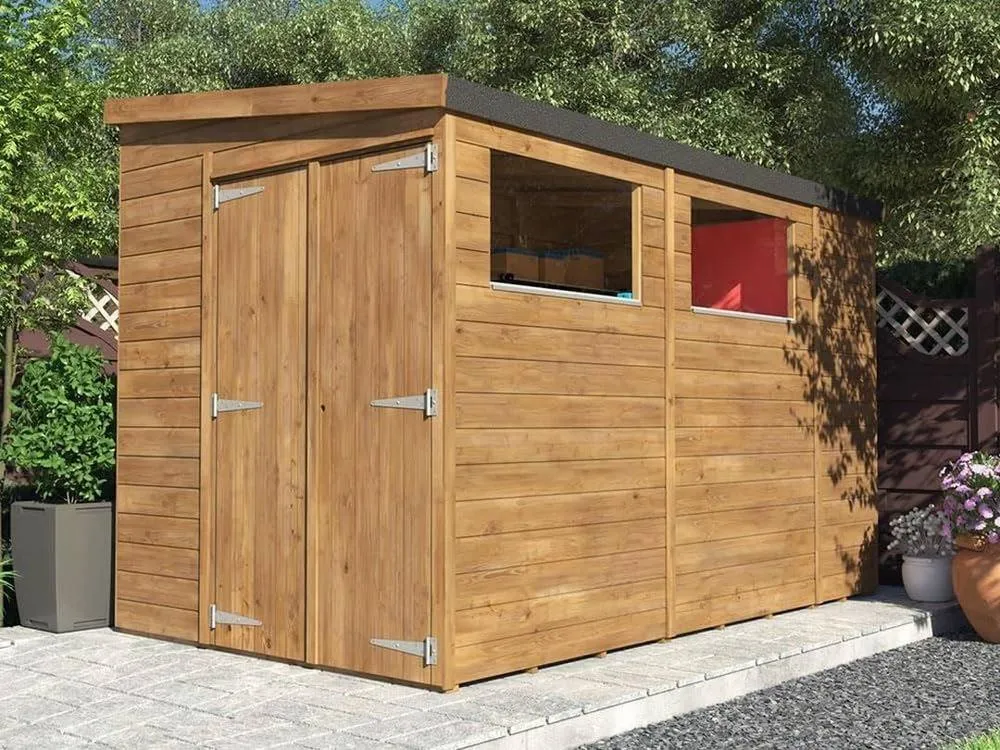 Dunster House Wooden Shed 1.8m x 3m (6' x 10') 15mm Window Pent - Overlord Modular in Brown 2