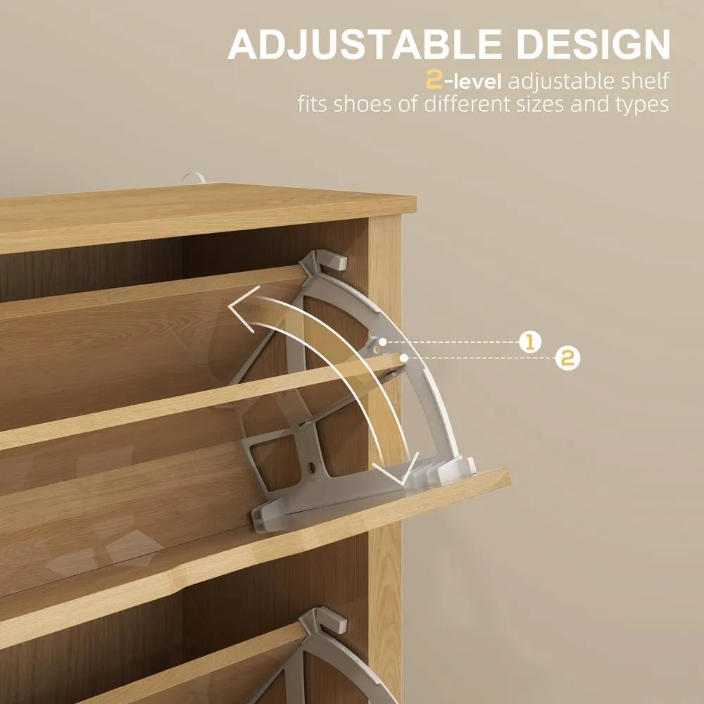 HOMCOM 18-Shoe Storage Cabinet 6 Shelves 3 Drawers in Natural 6