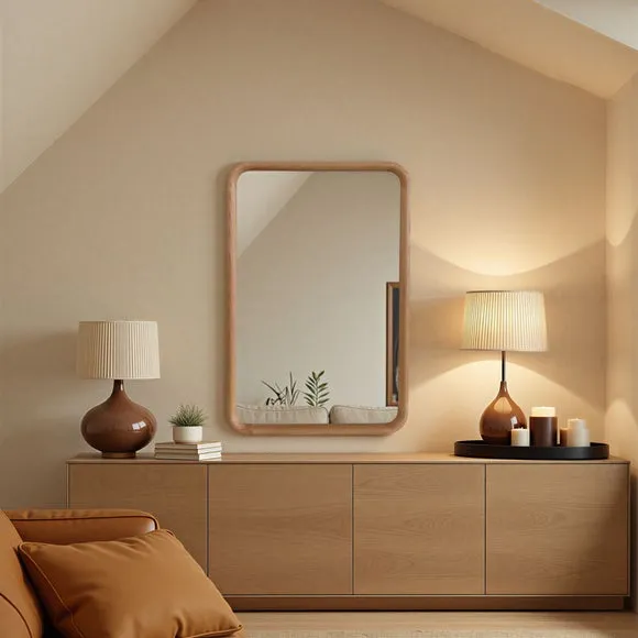 Yearn Solid Oak Curved Wall Mirror 4
