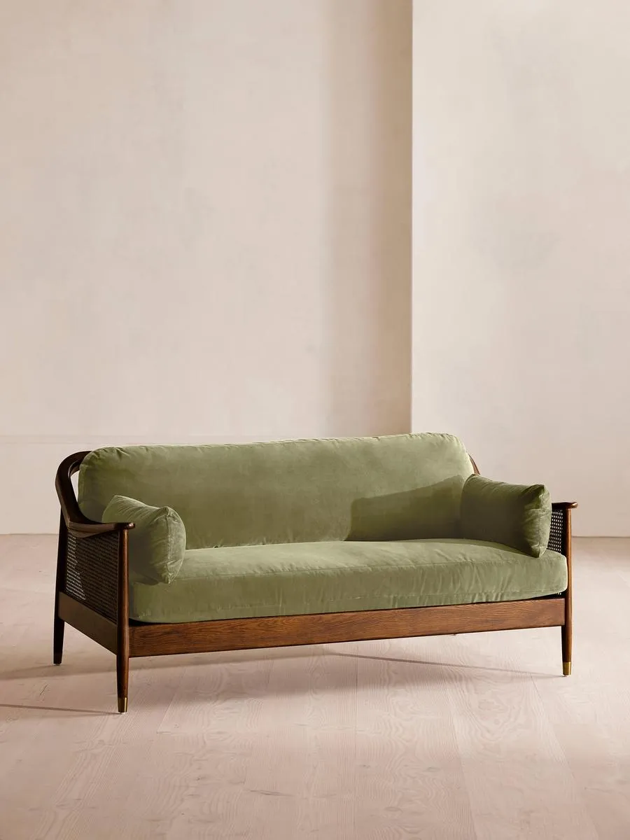 Atlanta Three Seater Sofa, Velvet, Lichen