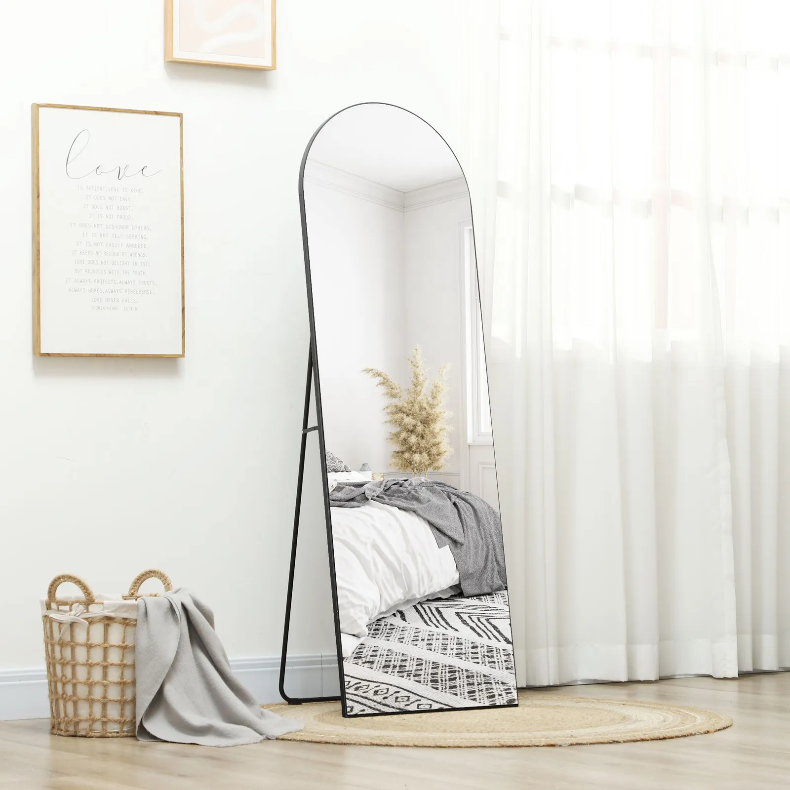 HOMCOM Floor Mirror Wall Mount Leaning Standing Mirror 50 x 150cm in Black