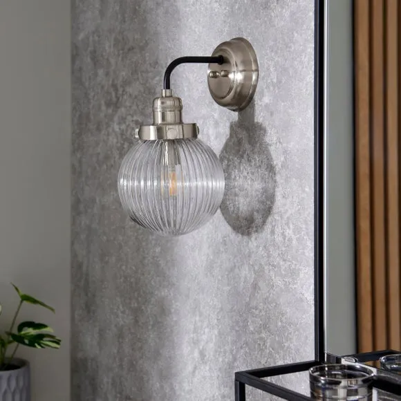 Broden Ribbed Chrome Wall Light 2