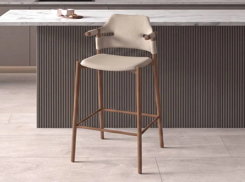 Angel Cerda Sand Regenerated Leather Stool in Light Sand 3