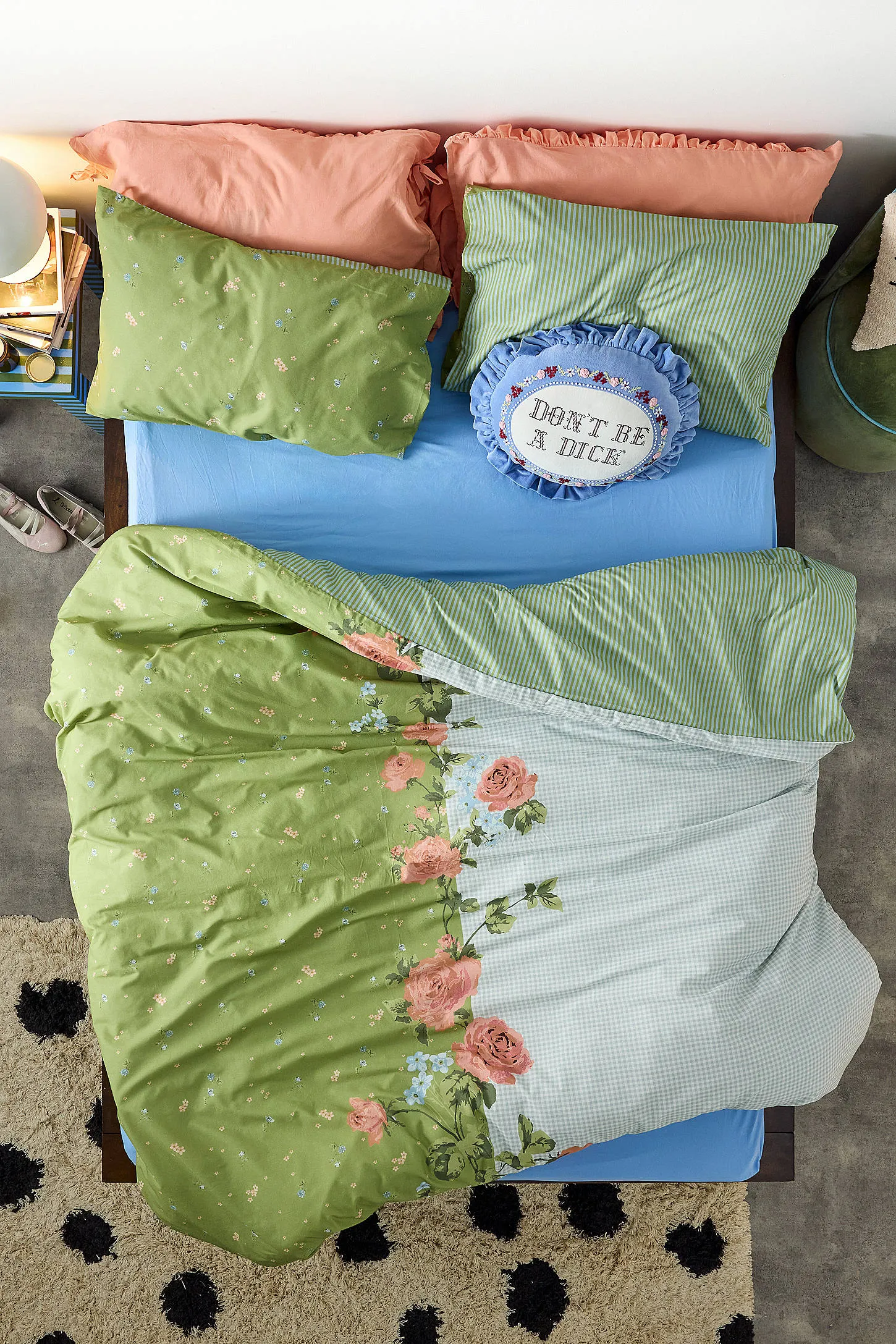 Margot Floral Reversible Duvet Set - Green