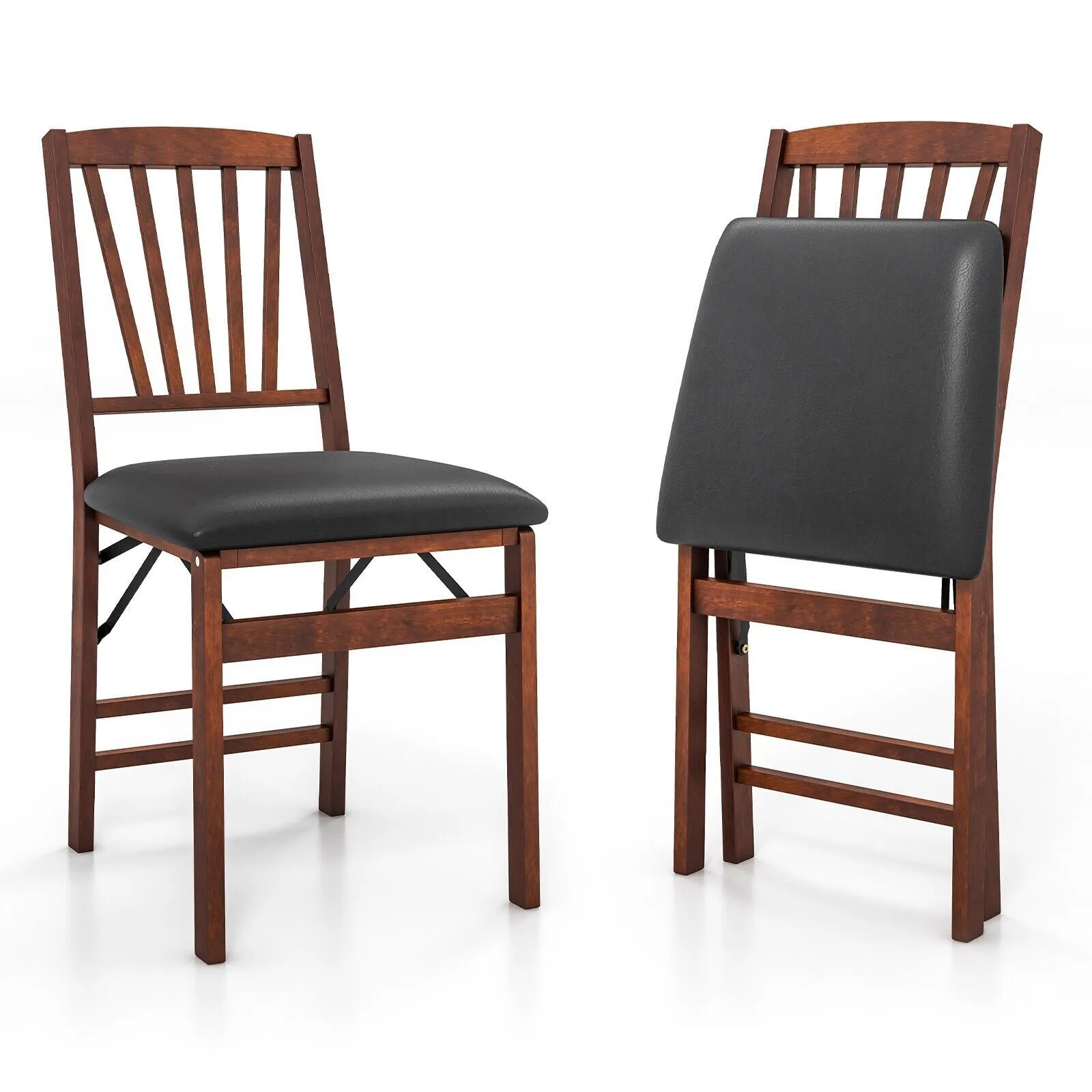 Costway Set of 2 Folding Chair Padded Kitchen Dining Seat Upholstered