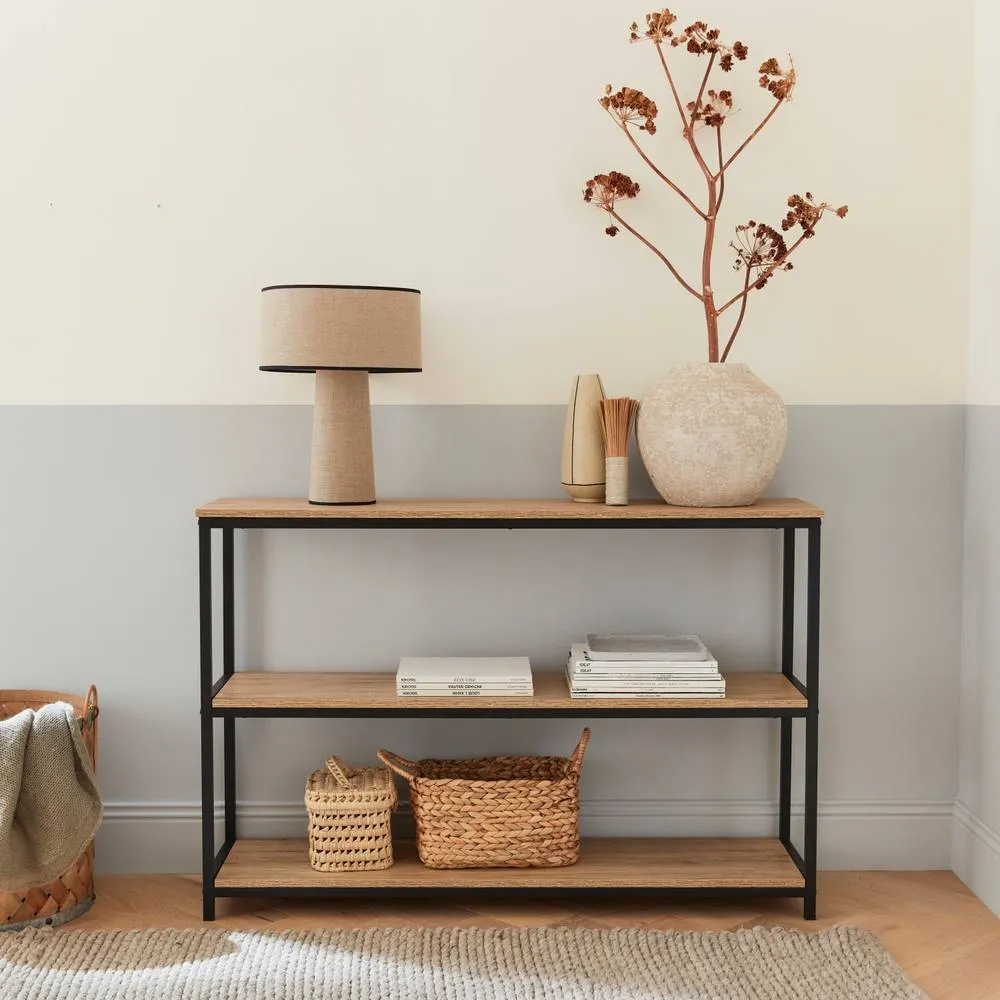 sweeek 3-level Industrial Bookcase With Wood & Metal Effect in Black 6