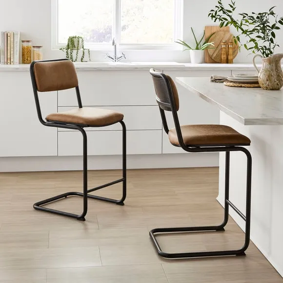 Draper Cantilever Barstool, Faux Leather 2