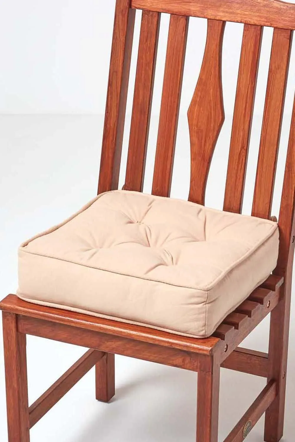 Homescapes Cotton Dining Chair Booster Cushion in Taupe 1