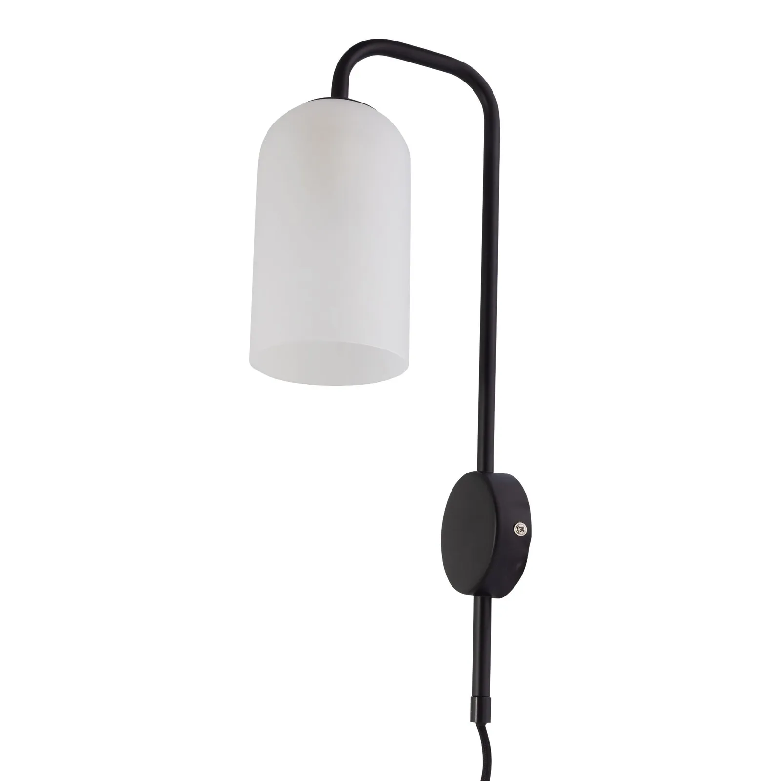 First Choice Lighting Set of 2 Victoria - Black Plug in Wall Lights Frosted Glass Shades 2