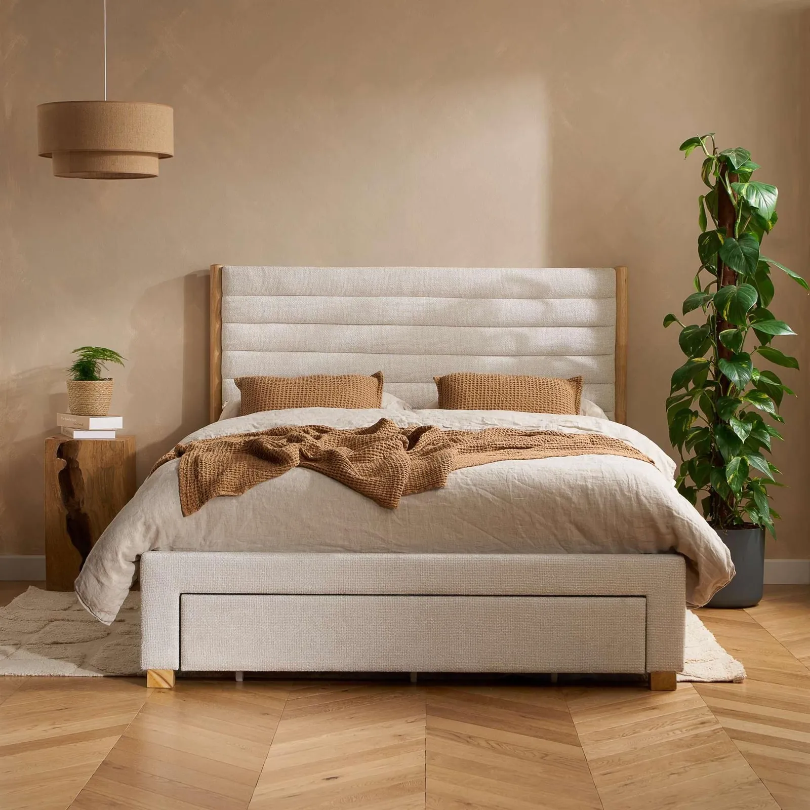 Birlea Arabella Grey Velvet Fabric & Wooden Drawer Storage Bed Frame King in Pale Grey