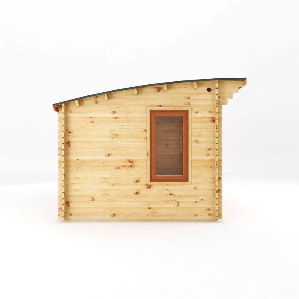 Mercia 3 x 3 m Curved Roof Log Cabin - 44 mm - Oak UPVC Windows & Door in Light Brown 4